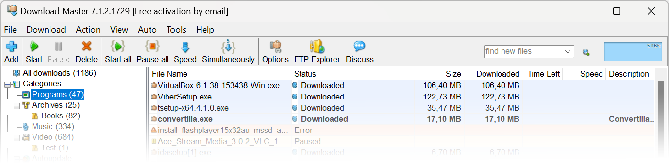 Download Master Main Screen